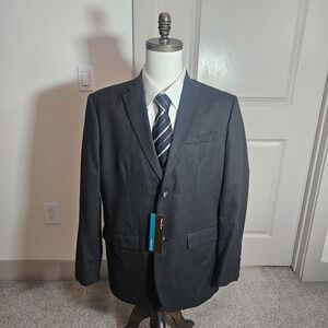 NEW Perry Ellis 44R‎ Suit Blazer Jacket Men 2-Button Classic Fit Gray